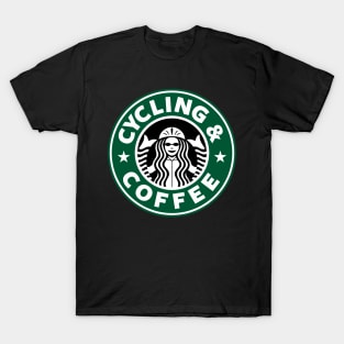 Coffee And Cycling Coffee Inspired Logo Parody Gift For Cyclist T-Shirt